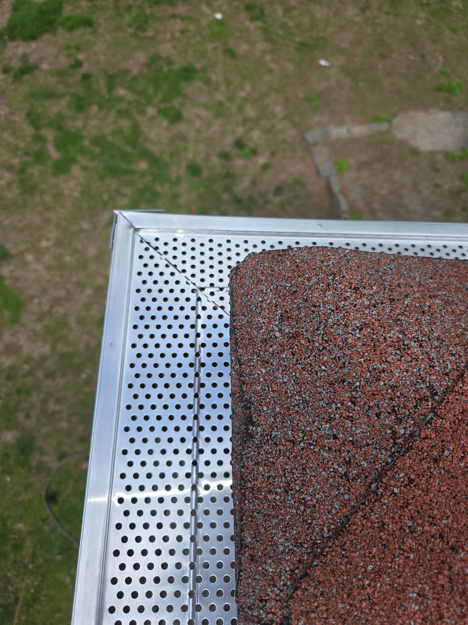Close-up of gutter guard material from Dylan's project gallery